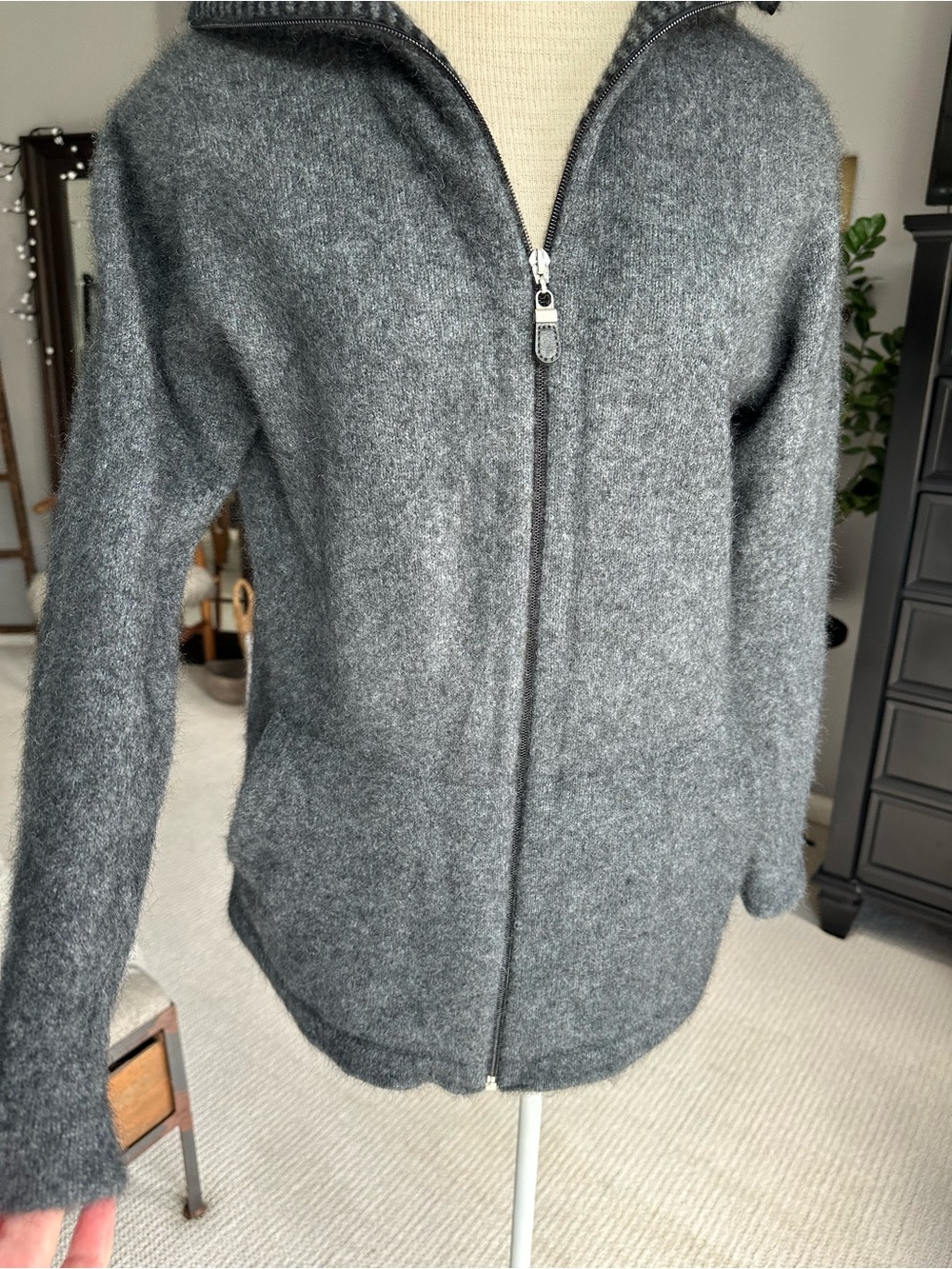 LOTHLORIAN Luxury Possum/Merino Knit Sweater - Charcoal Gray, size large - Picture 7 of 16